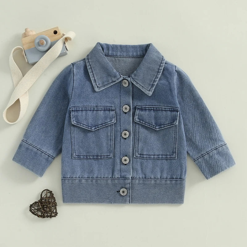 Pudcoco Kids Denim Jacket With Embroidered Patchwork Detail