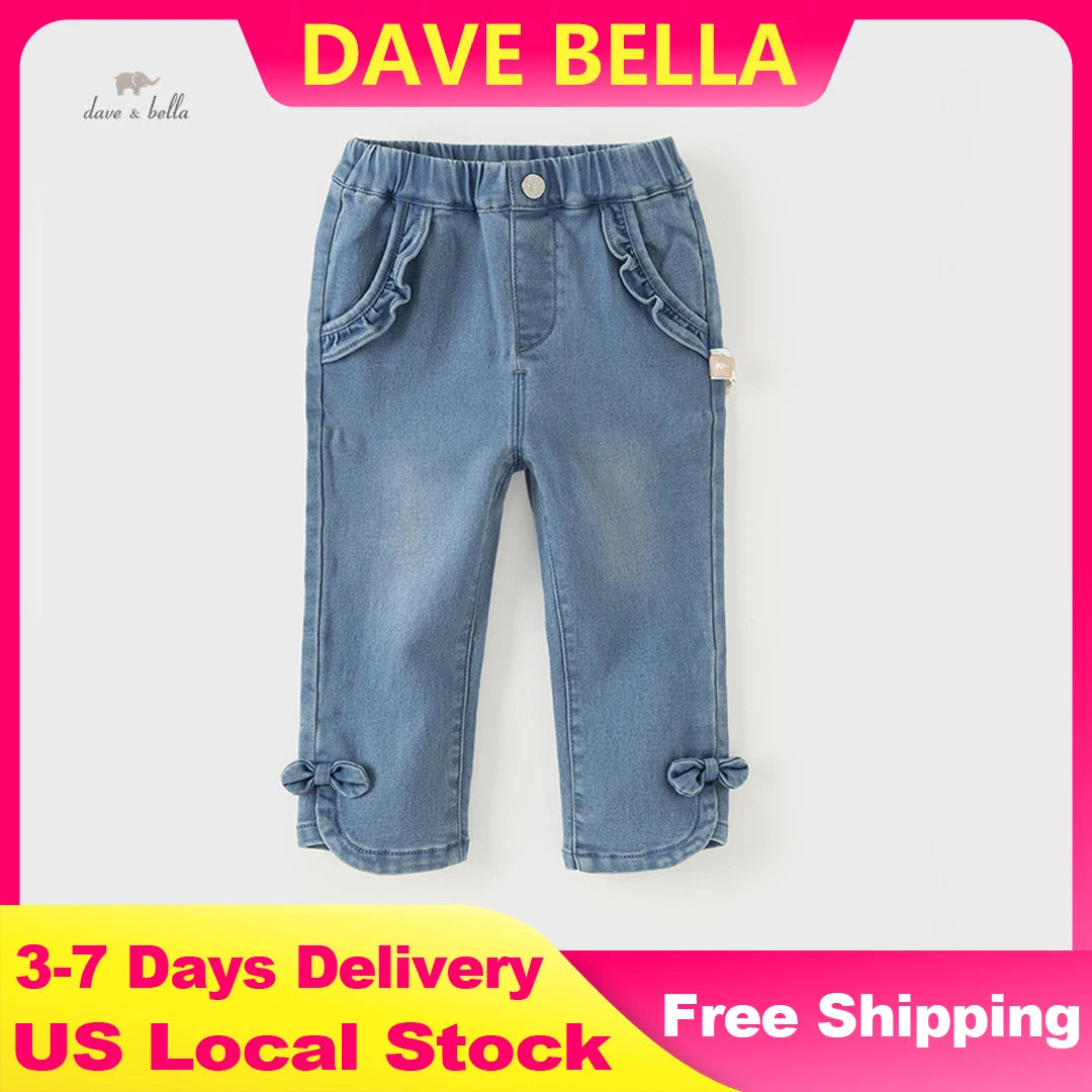 Dave Bella Girls Denim Jeans Soft Elastic Casual Pants
