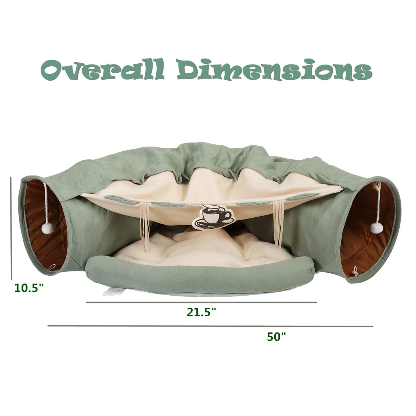 Cat Telescopic Tunnel Bed with Teasing Balls for Felines