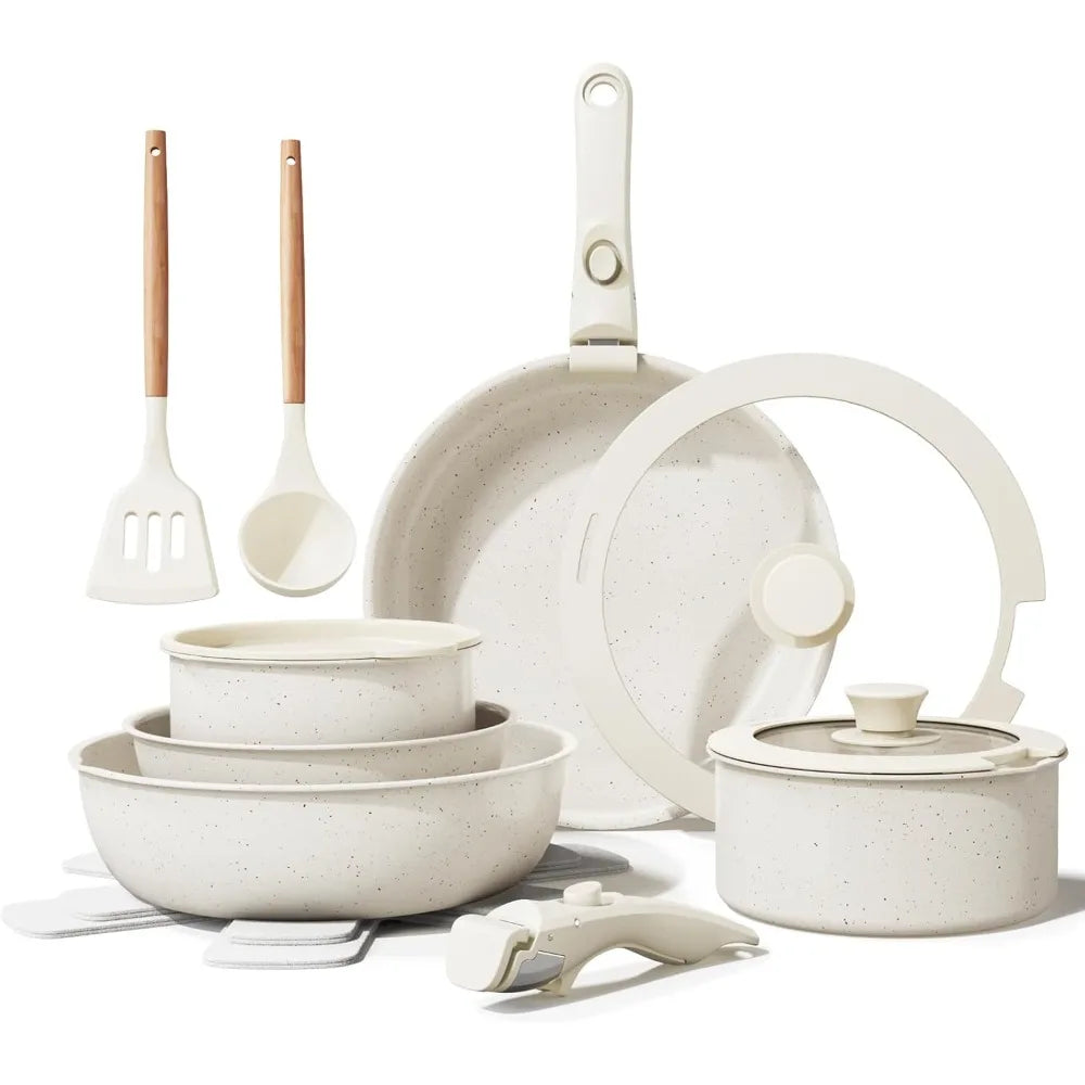 Healthy Ceramic Nonstick Cookware Set Removable Handles
