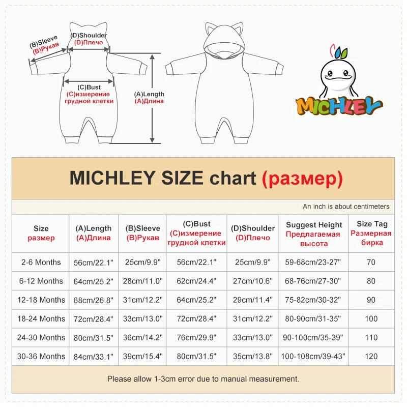 MICHLEY Halloween Dinosaur Baby Rompers Hooded Flannel