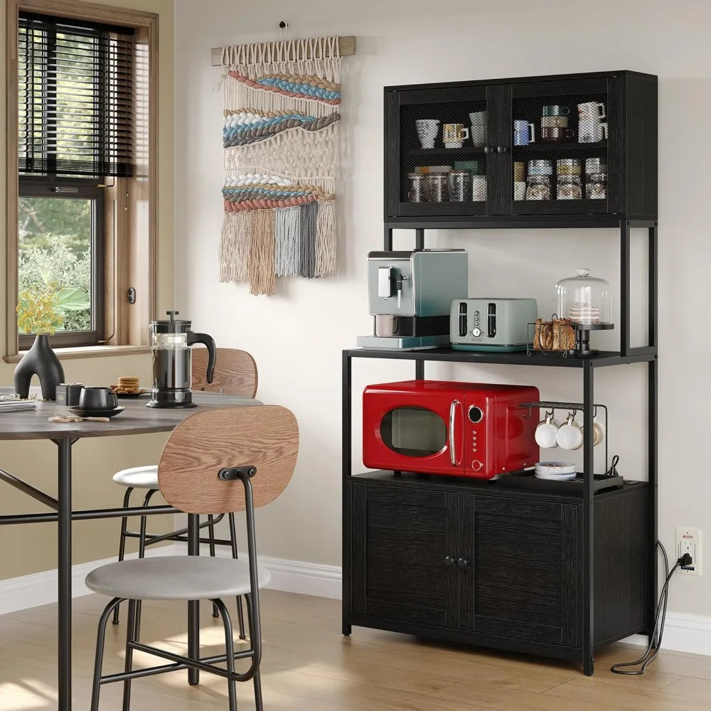 6 Tier Kitchen Bakers Rack With Power Outlet Shelves