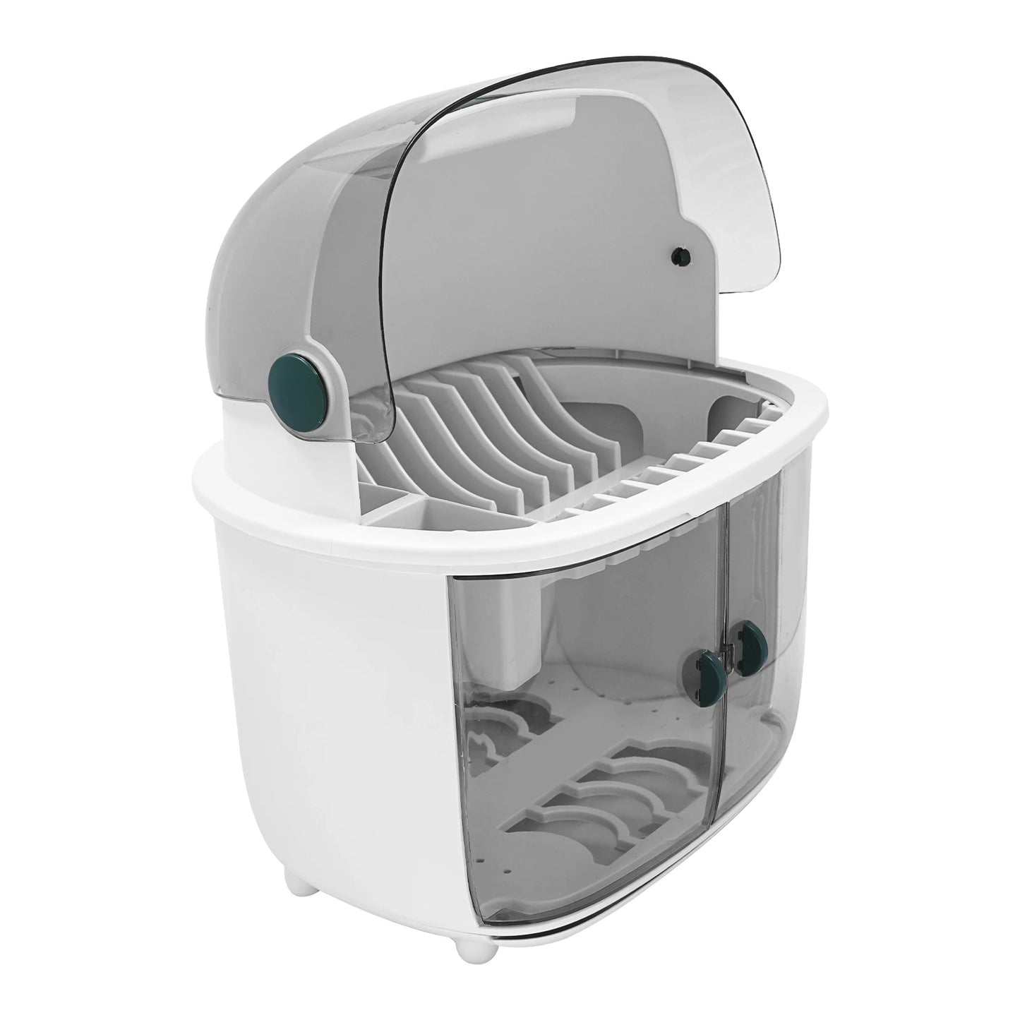 Two Tier Plastic Dish Drying Rack With Dust Cover System