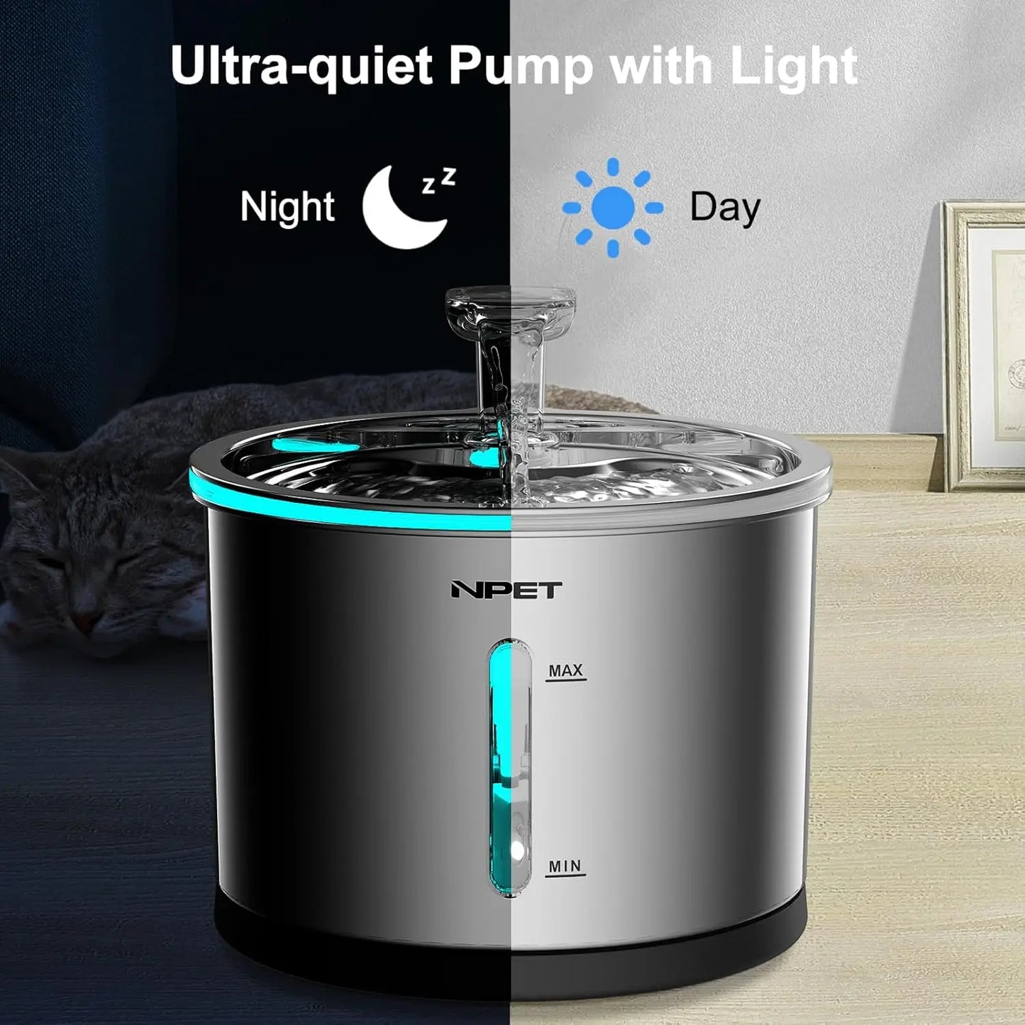 Hign-concerned NPET Cat Water Fountain Stainless Steel