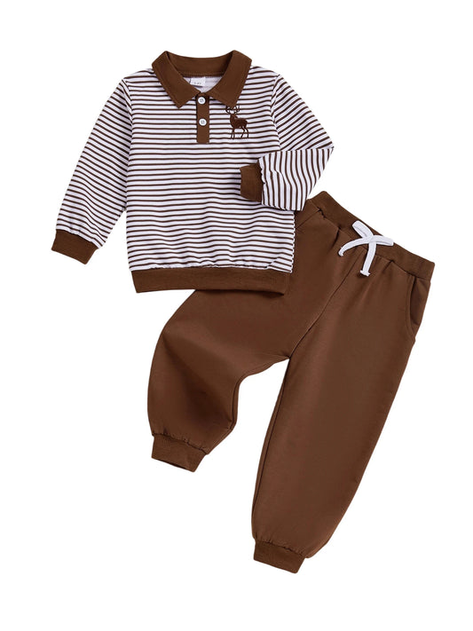 CN Guangdong Boys Winter Two Piece Reindeer Embroidery Plaid