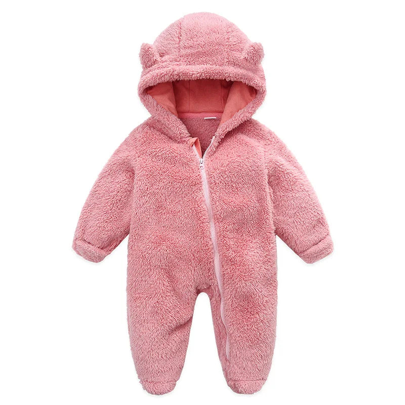 Velvet Hooded Baby Romper Jumpsuit For Newborns And Toddlers