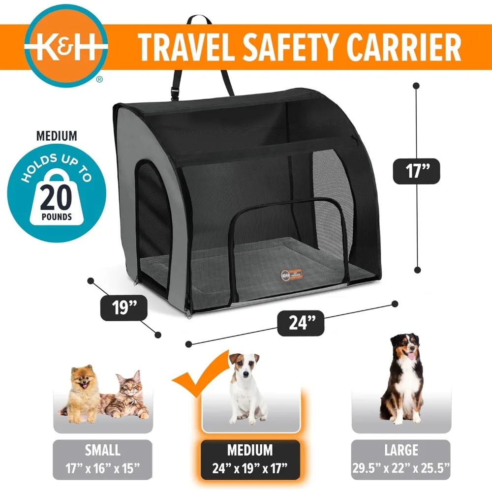 KH Pet Products Enclosed Dog Car Seat Travel Carrier