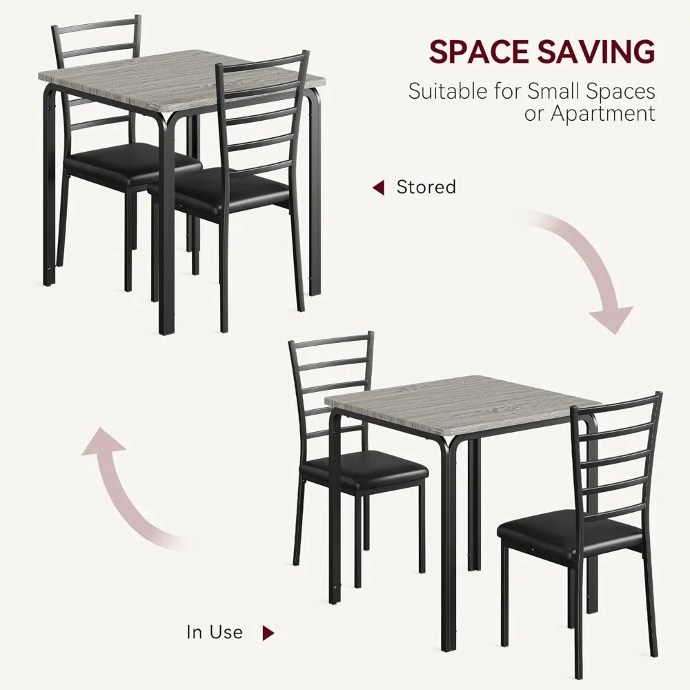 Modern Dining Set For Two With Metal Frame Wood Top