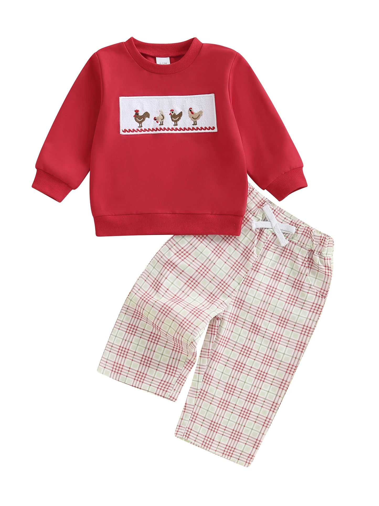 Emmababy Boys 2 Piece Outfit Chick Top And Plaid Pants