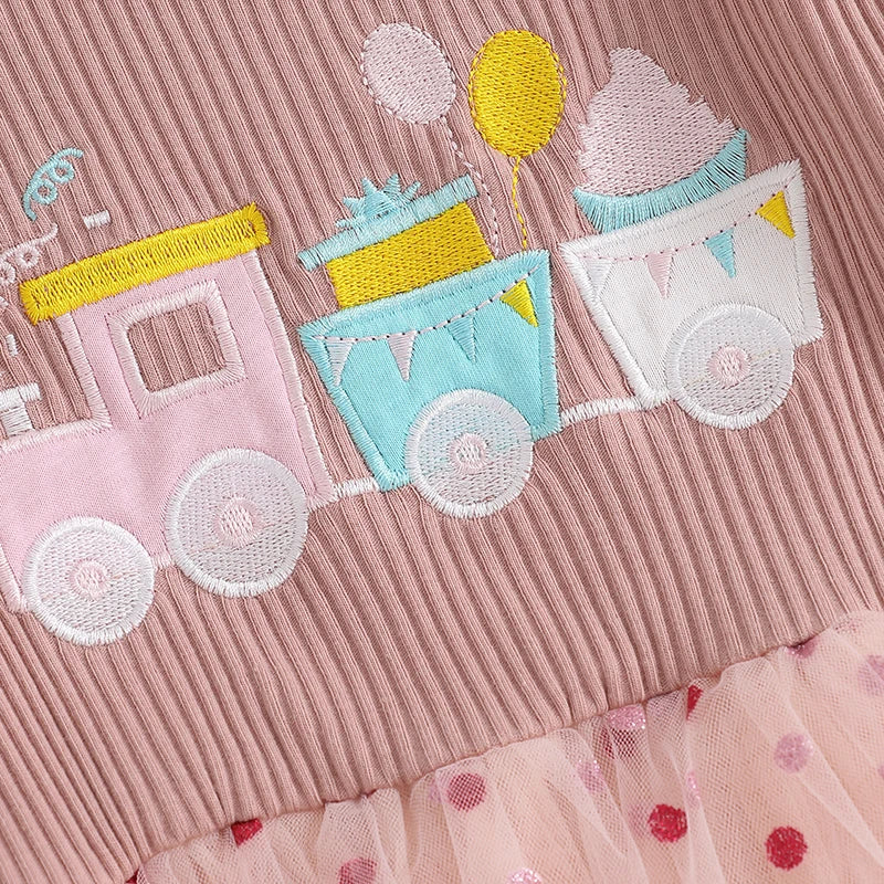 Toddler Girl Princess Dress Floral Embroidery Tulle Sleeves