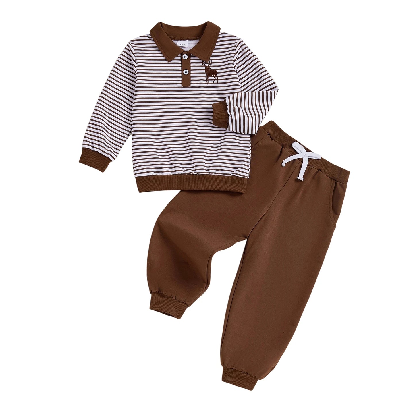 CN Guangdong Boys Winter Two Piece Reindeer Embroidery Plaid