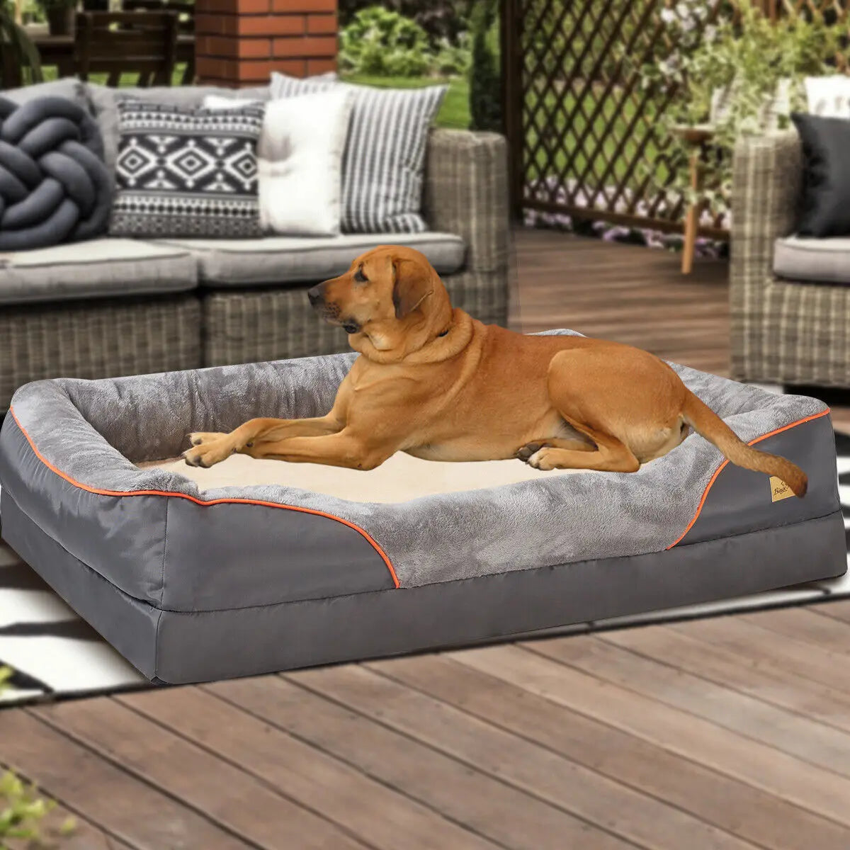Orthopedic Memory Foam Dog Bed with Bolstered Edges