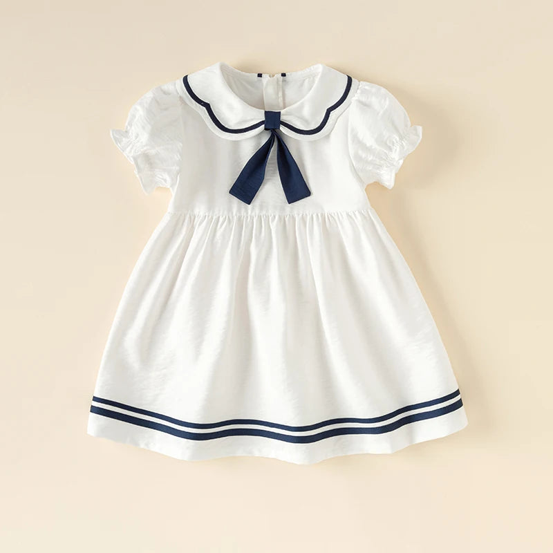 Dave Bella Girls Dress Short Sleeve Ribbon Knee Length