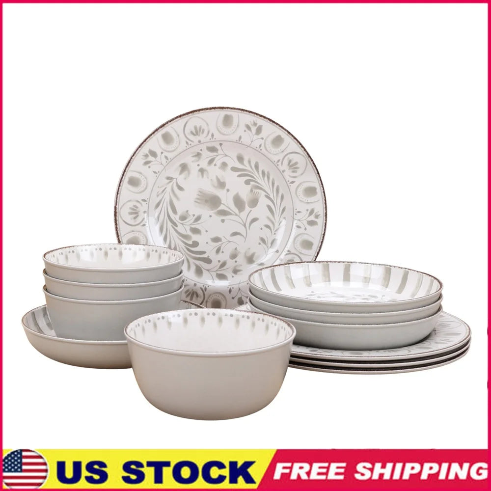 Eco Friendly Bamboo Melamine Dinnerware Set Indoor Outdoor
