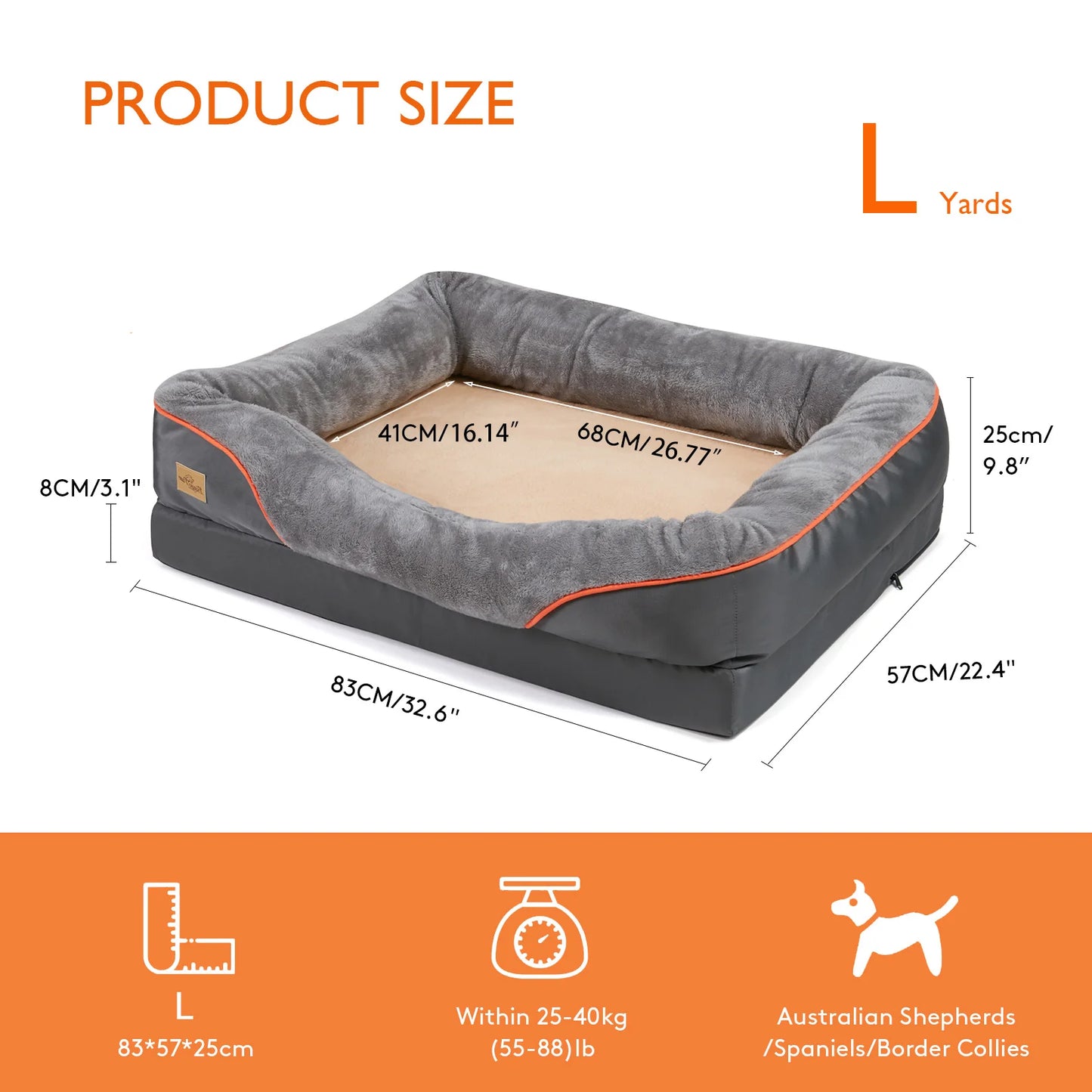 Orthopedic Memory Foam Dog Bed with Bolstered Edges
