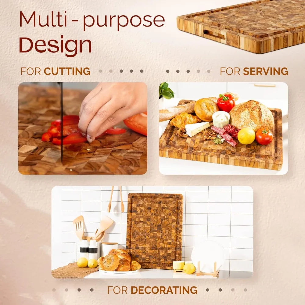 Yes4All Durable Teak End Grain Cutting Board For Kitchen