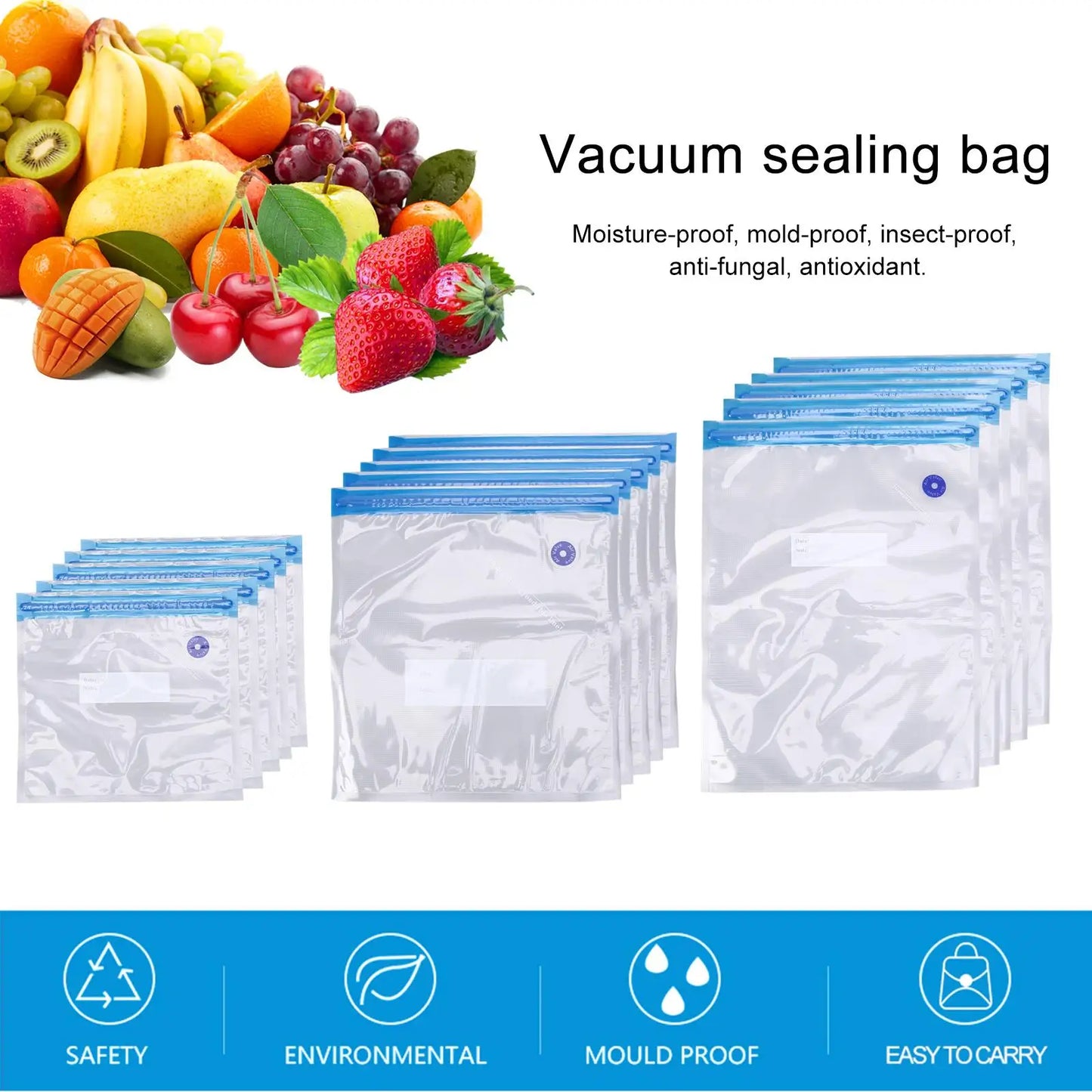 Shunmaii PremiumIndustrialGrade Reusable Vacuum Food Storage Bags for SousVideCooking