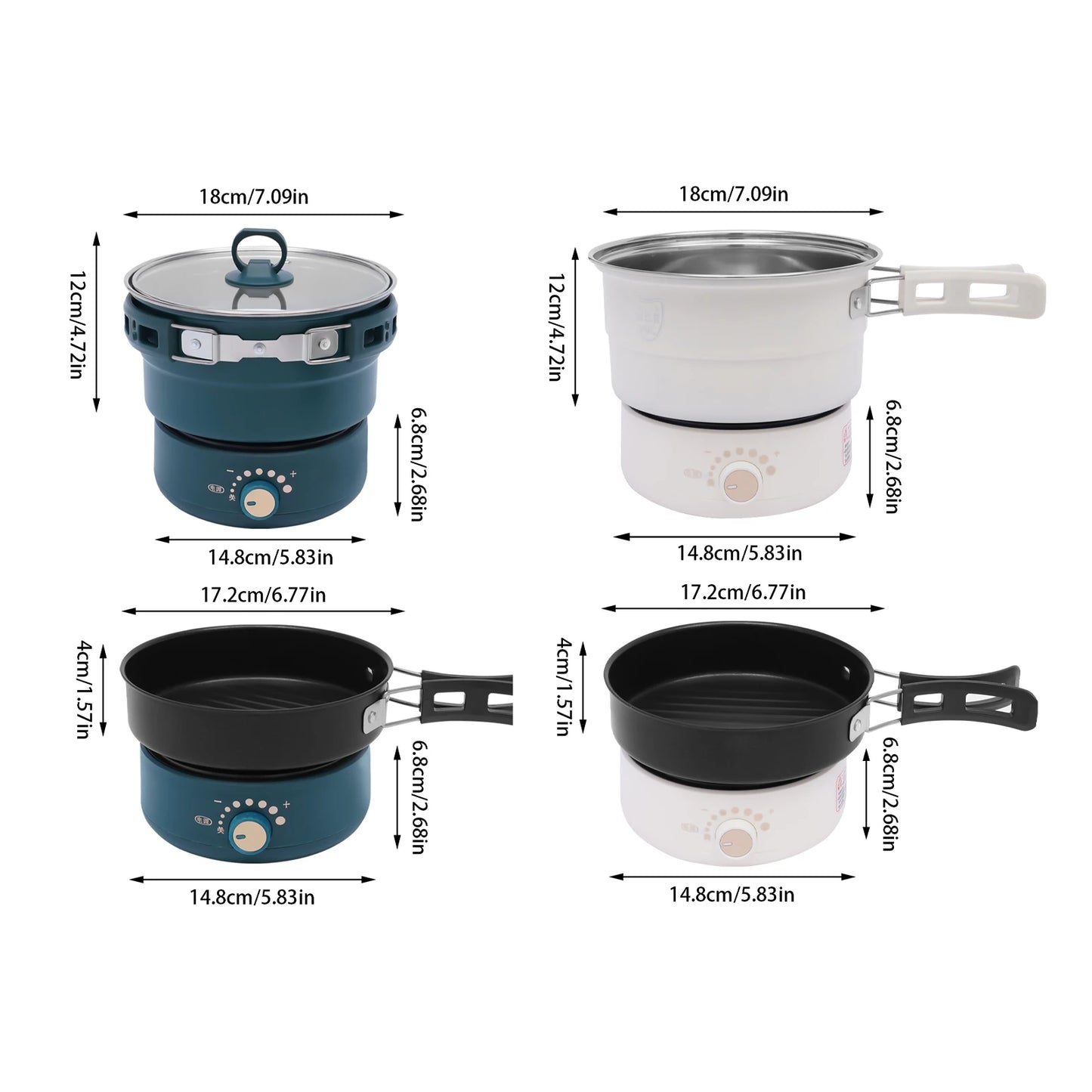 500W Electric Hot Cooker Portable Steamer Glass Lid 110V