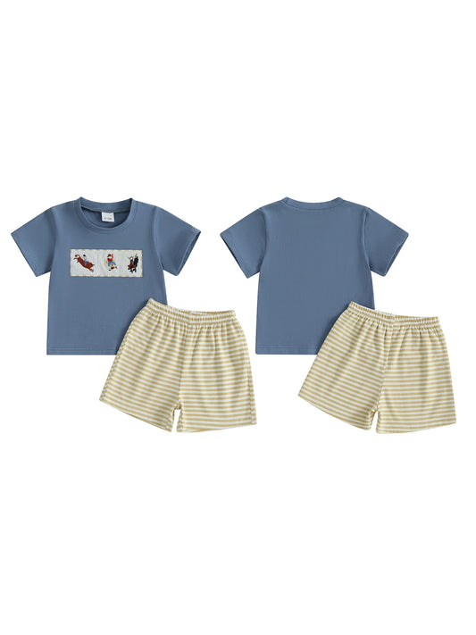 Guangdong Toddler Cowboy Style Shirt And Shorts Set