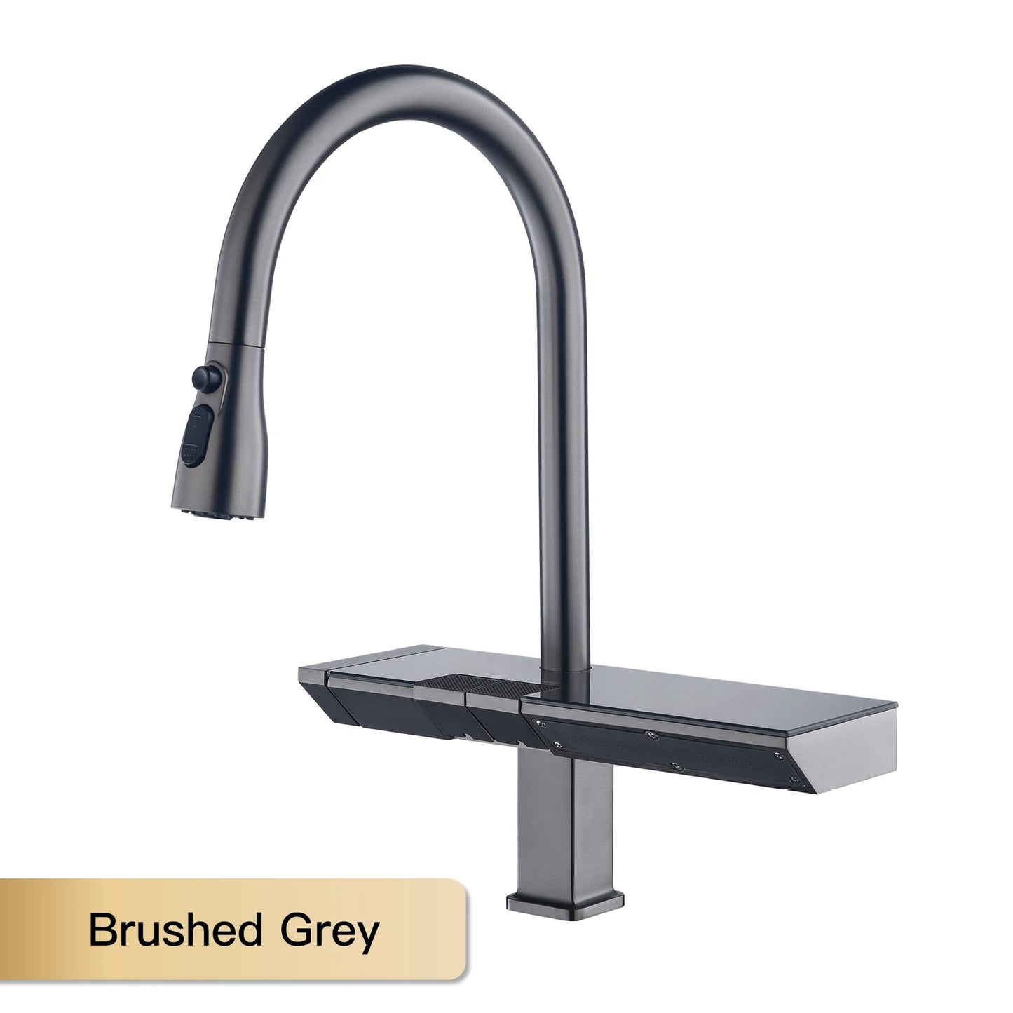 Luxury Brass Kitchen Faucet with Pull-Out Design and Waterfall Outlet