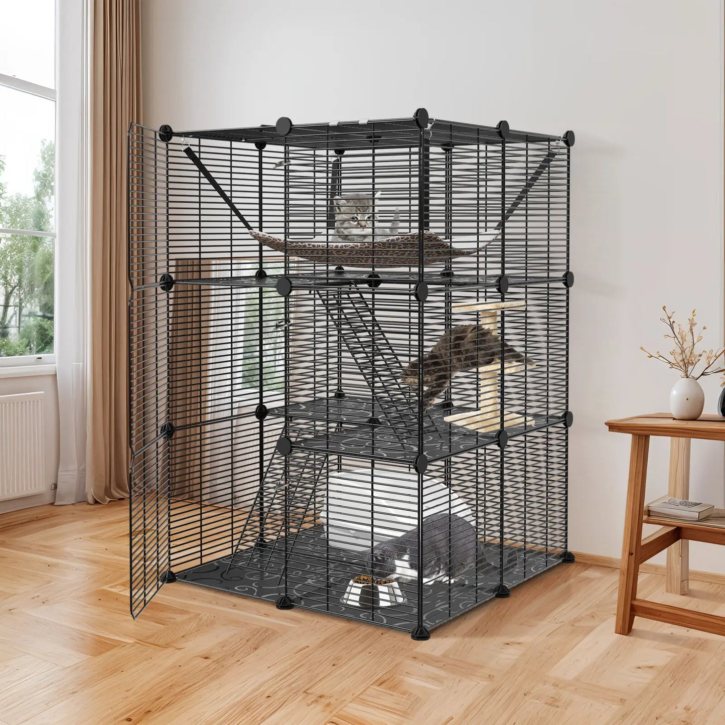 Closure UltraDurable IndustrialGrade Three Tier Metal Wire Cat CagePlaypen Hammock