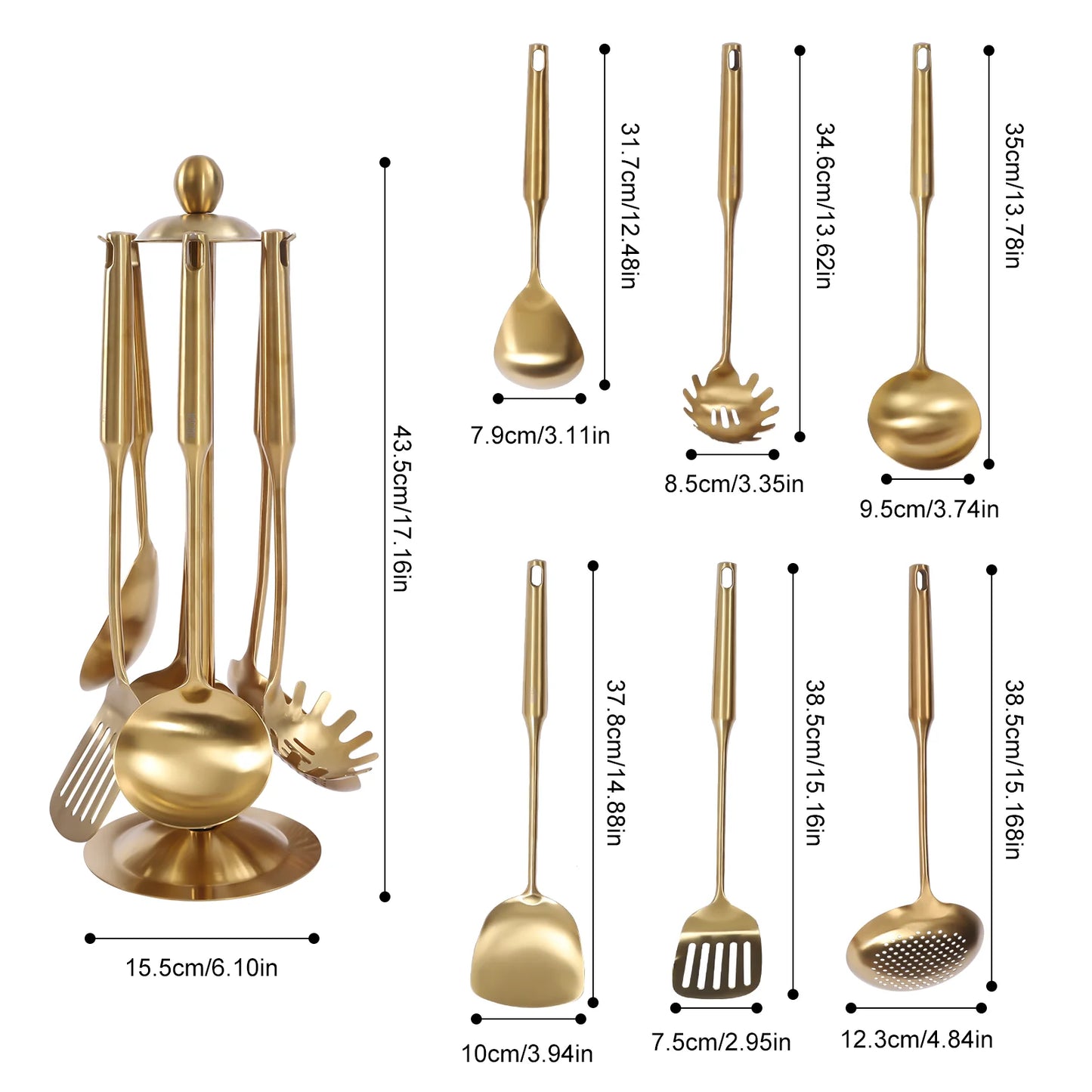 Seven Piece Stainless Steel Utensil Set With Holder