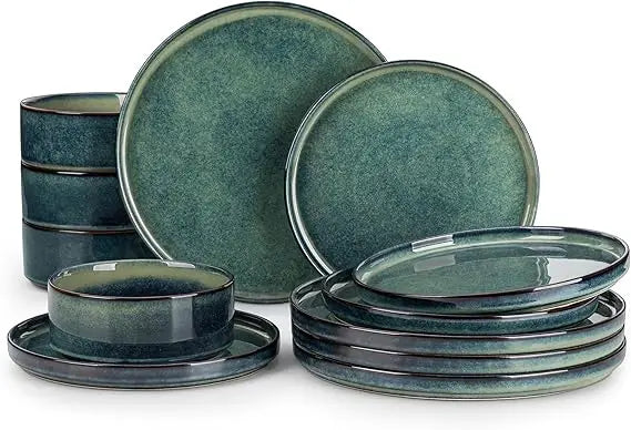 Starry Stoneware Dinnerware Set For 4 Dishwasher Safe