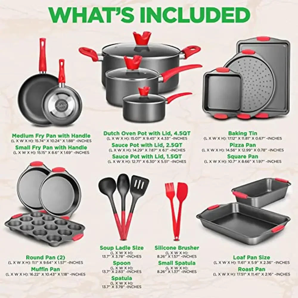 Non-Stick Cookware Set with Silicone Handles for Universal Cooking