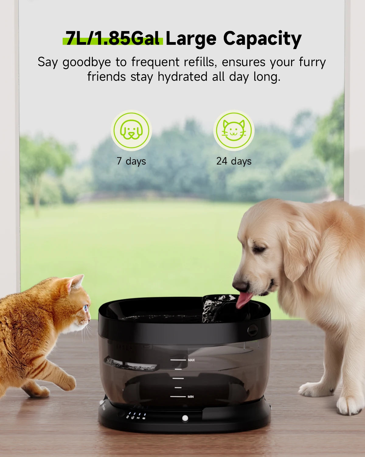 APETDOLA Wireless Dog Water Fountain Auto Sensor For Pets