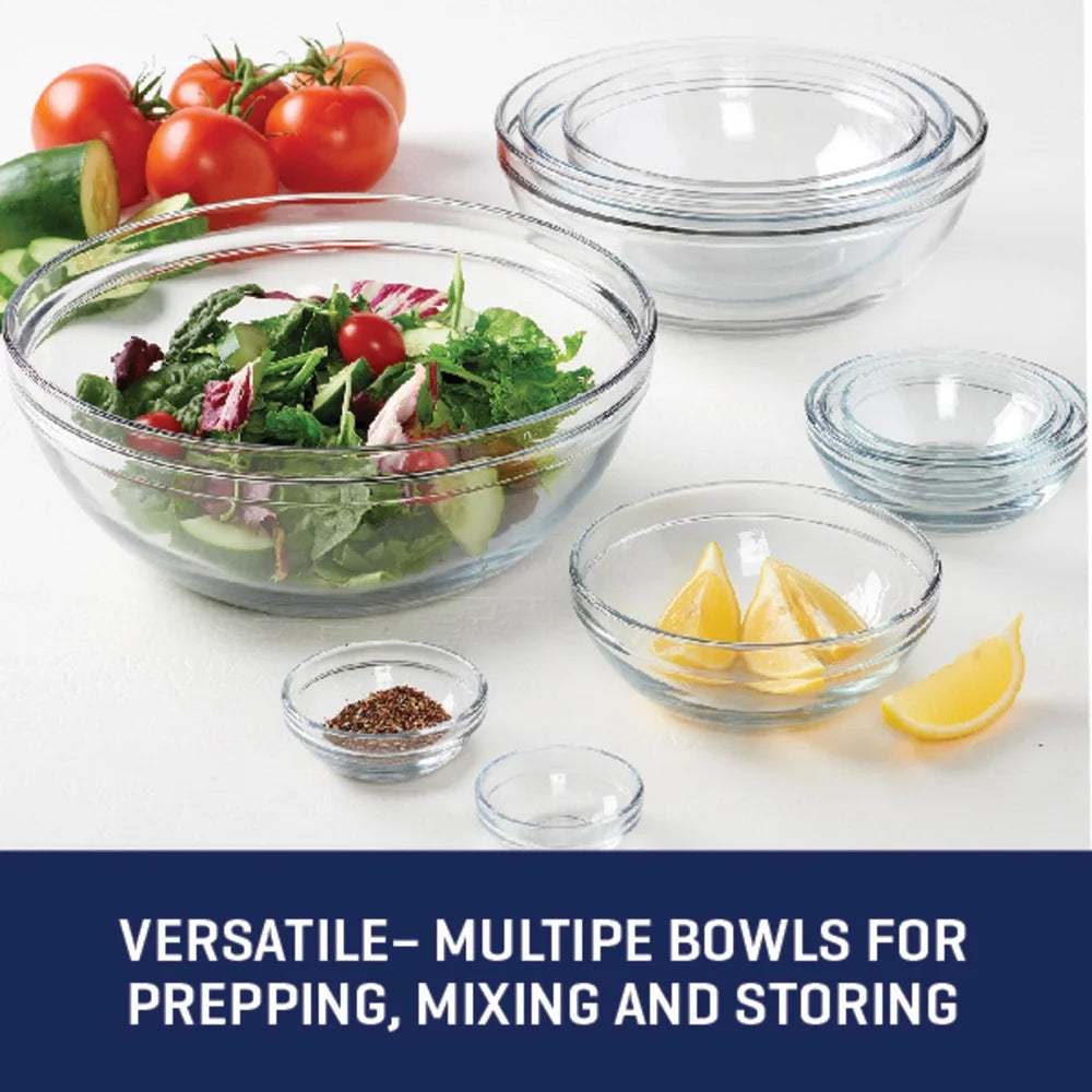 DUTRIEUX Glass Mixing Bowl Set Nesting Design Oven Safe