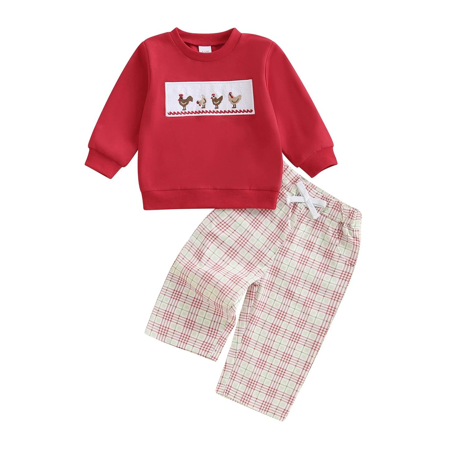 Emmababy Boys 2 Piece Outfit Chick Top And Plaid Pants