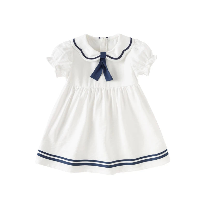 Dave Bella Girls Dress Short Sleeve Ribbon Knee Length