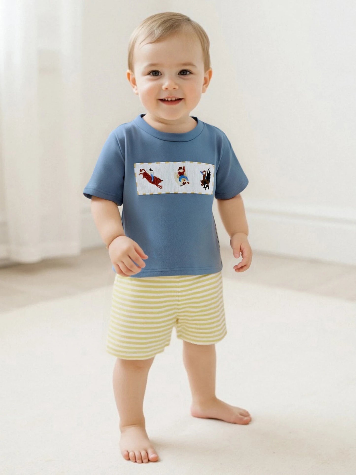 Guangdong Toddler Cowboy Style Shirt And Shorts Set