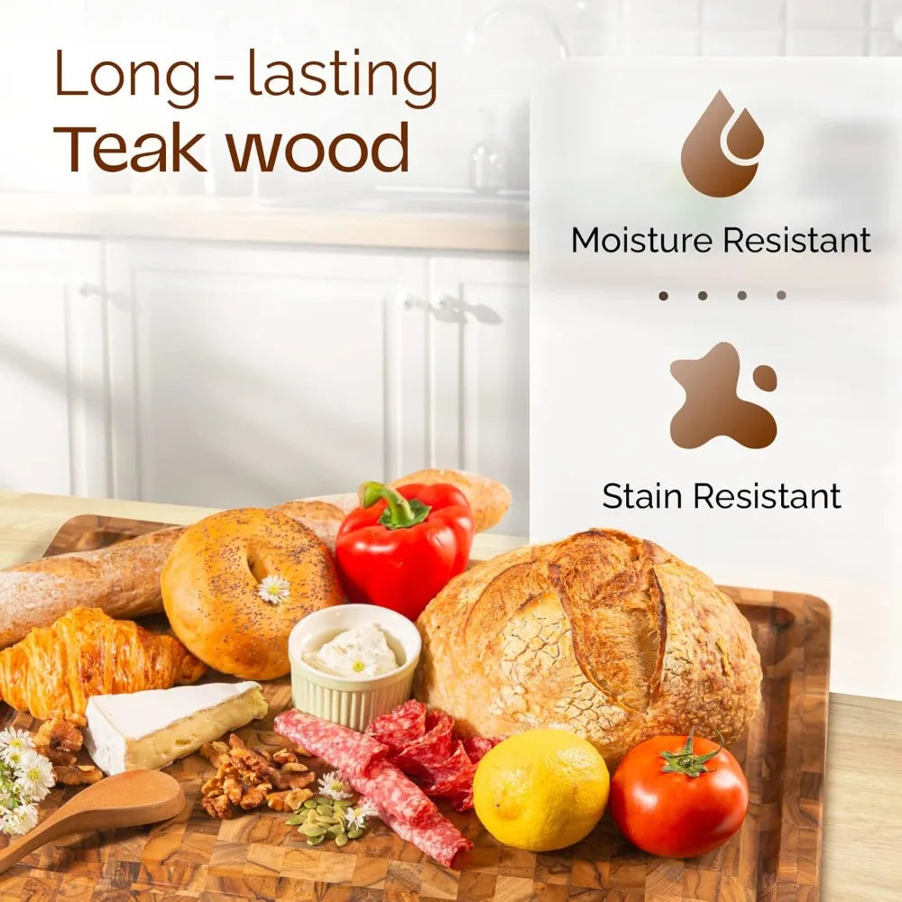 Yes4All Durable Teak End Grain Cutting Board For Kitchen