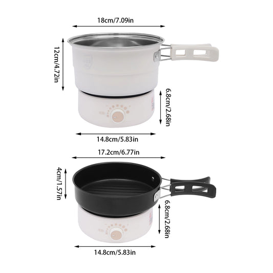 500W Electric Hot Cooker Portable Steamer Glass Lid 110V
