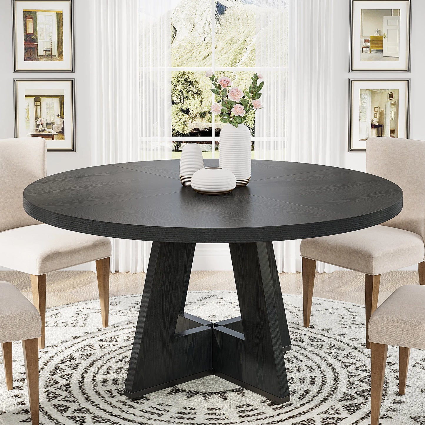Tribesigns Modern Round Dining Table Farmhouse Kitchen