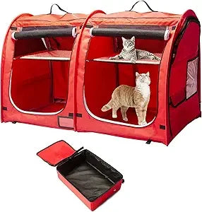 Mispace Portable Twin Compartment Cat Cage Condo