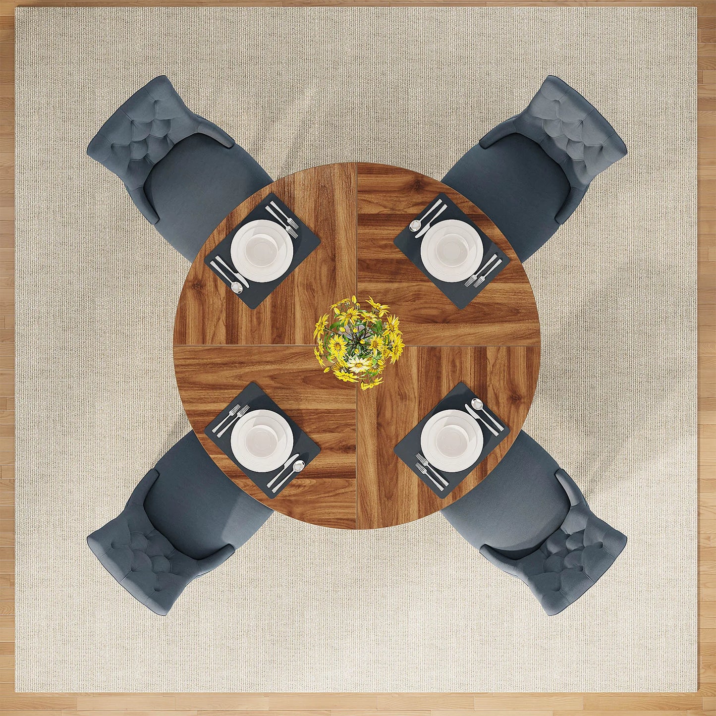 Tribesigns Modern Round Dining Table Farmhouse Kitchen