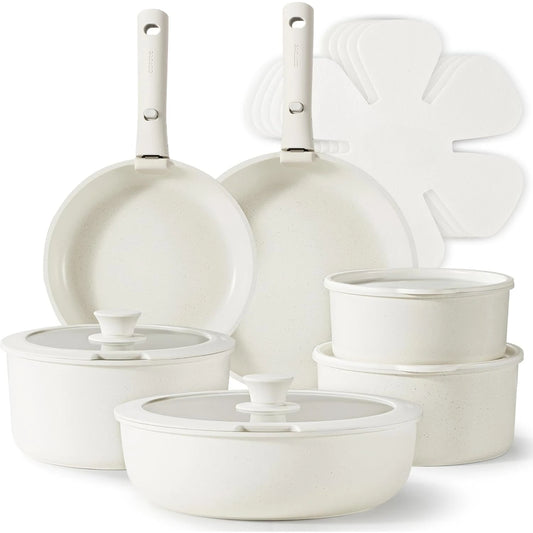 Hign-Concerned 17pc Nonstick Pots and Pans Set Detachable