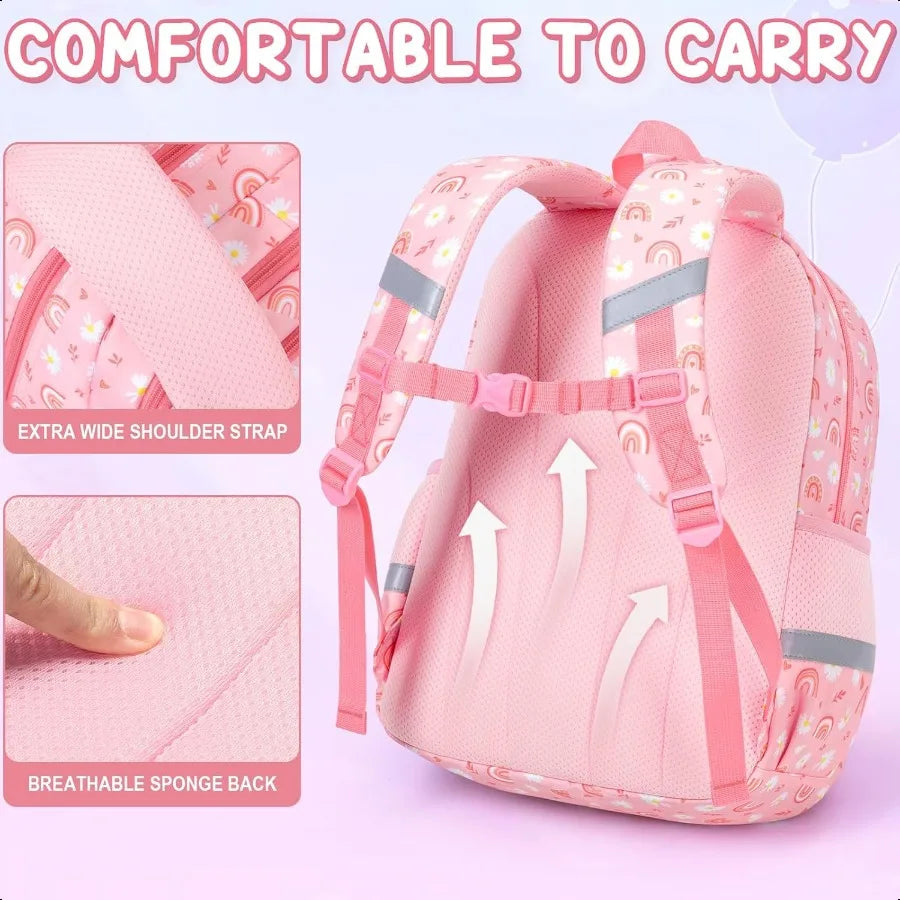 Girls School Backpack 3Pcs Waterproof Set With Lunch Box