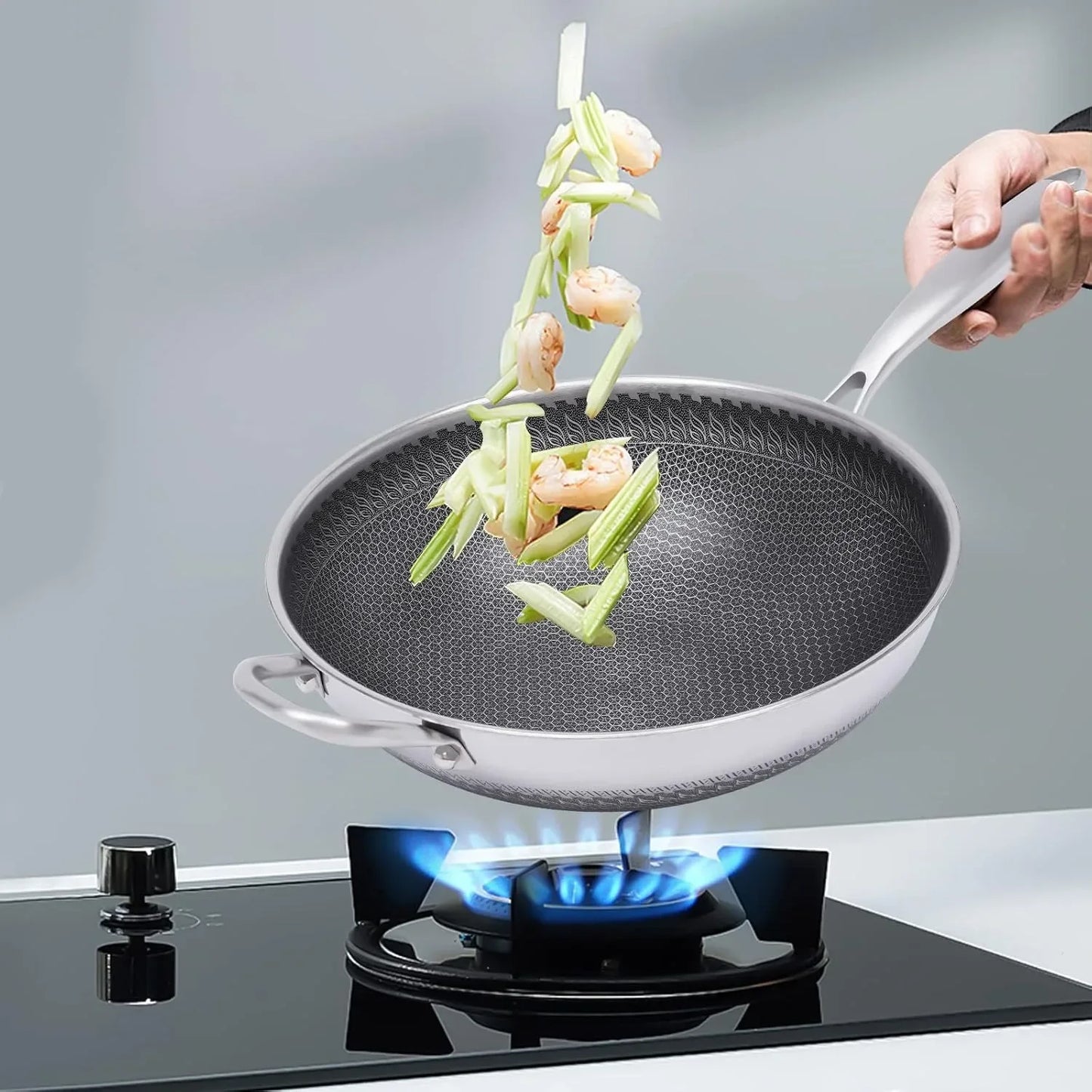 Hign-concerned Stainless Steel Saute Pan With Honeycomb Coating Nonstick