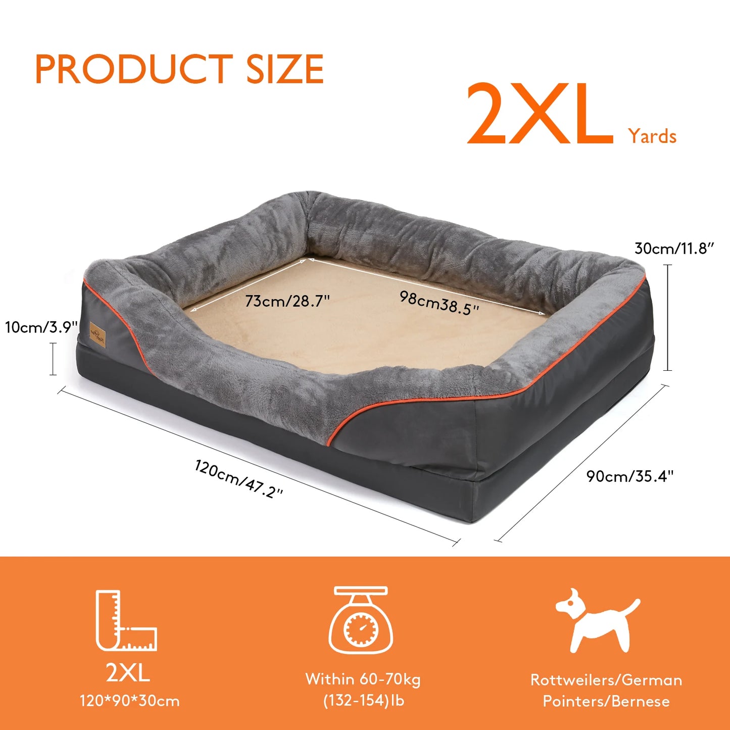Orthopedic Memory Foam Dog Bed with Bolstered Edges