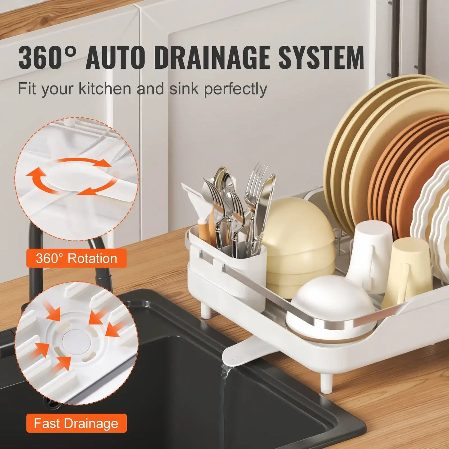 Expandable Dish Drying Rack Stainless Steel Utensil Holder