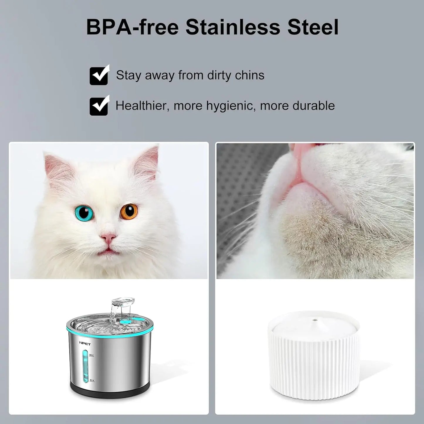 Hign-concerned NPET Cat Water Fountain Stainless Steel