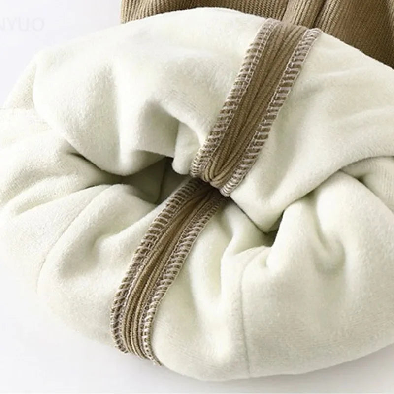 Kids Velvet Fleece Pants Warm Trousers For Daily Playwear