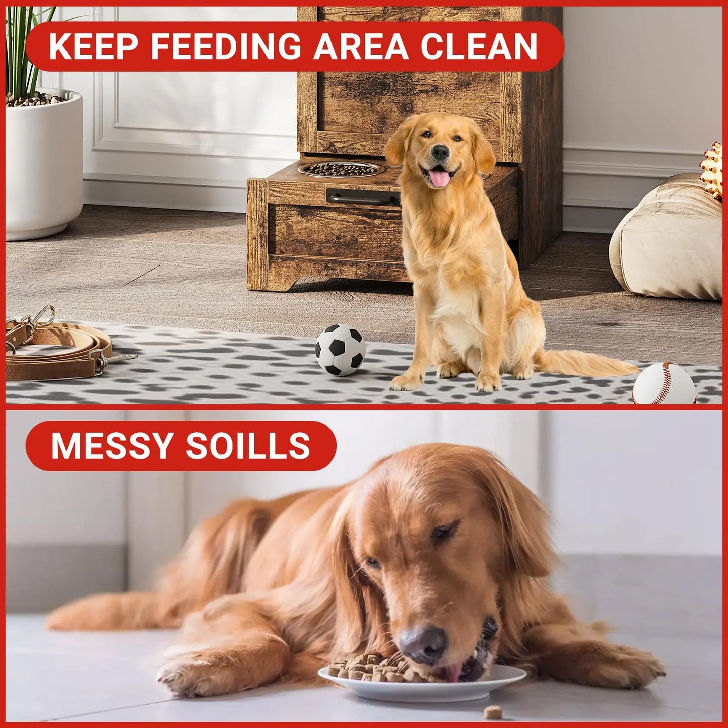 Dog Food Storage Cabinet With Flip Top And Leash Hooks