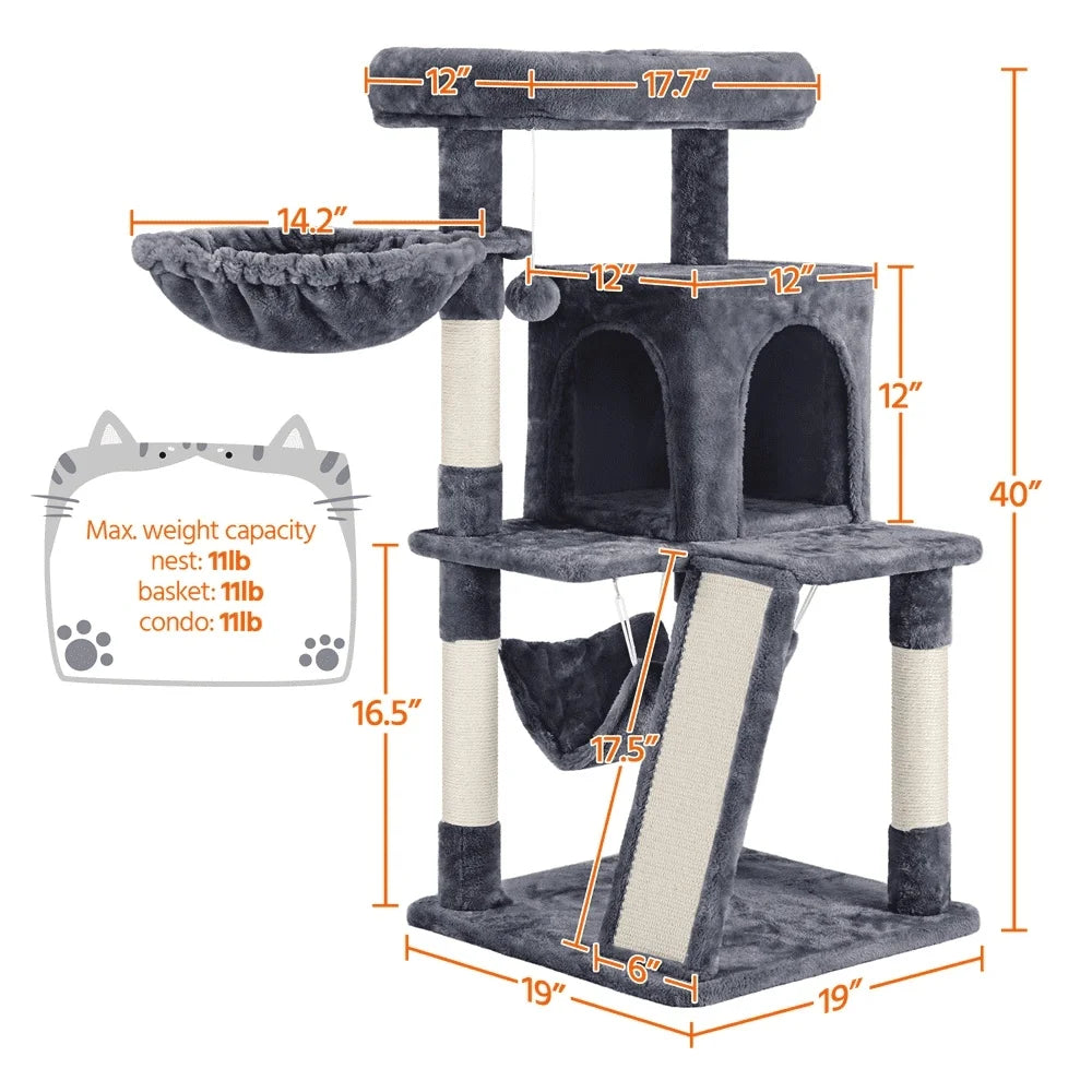 DUTRIEUX Cat Tree Tower Multi Level Scratching Posts Plush