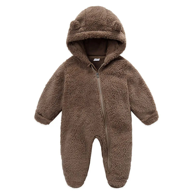 Velvet Hooded Baby Romper Jumpsuit For Newborns And Toddlers