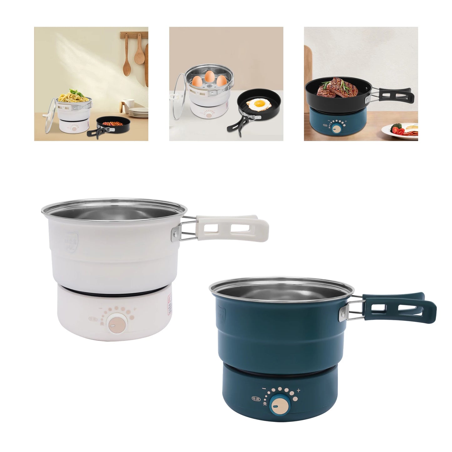 500W Electric Hot Cooker Portable Steamer Glass Lid 110V