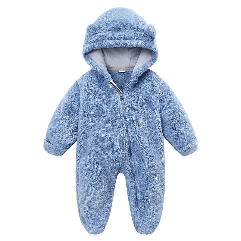 Velvet Hooded Baby Romper Jumpsuit For Newborns And Toddlers